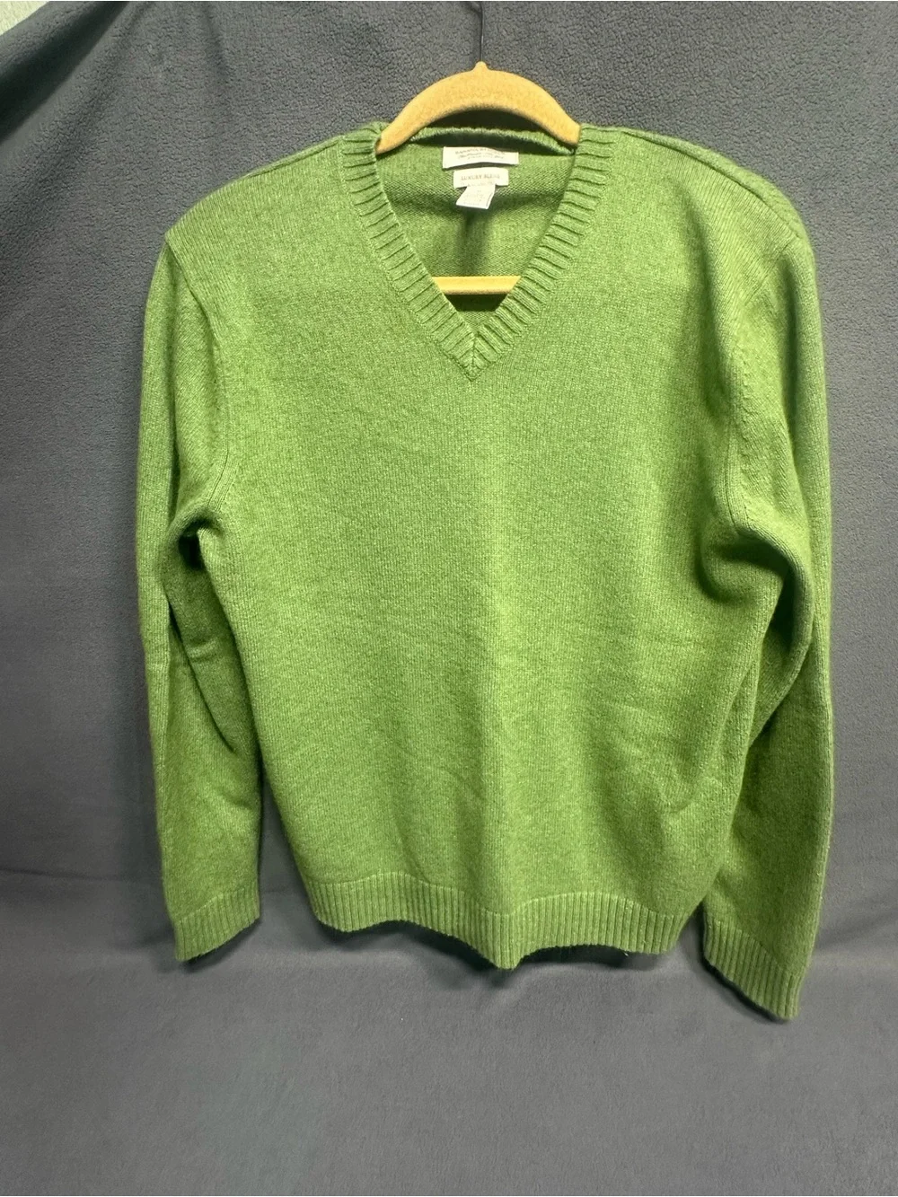 Banana Republic Bright Green V-Neck Sweater with Elbow Patches